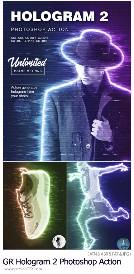 دانلود اکشن فتوشاپ ایجاد افکت هولوگرام بر روی تصاویر به همراه آموزش ویدئویی - GraphicRiver Hologram 2 Photoshop Action