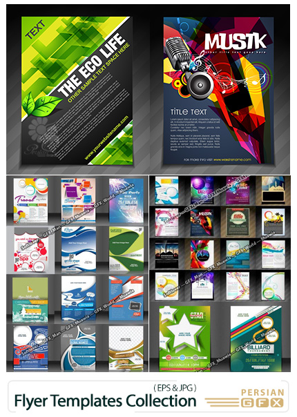 دانلود 60 قالب وکتور فلایر تجاری با طرح های متنوع - 60 Flyer Templates Collection In Vector
