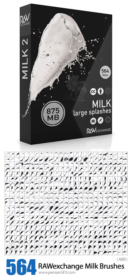 دانلود مجموعه براش فتوشاپ ذرات پخش شده شیر - RAWexchange Milk Brushes