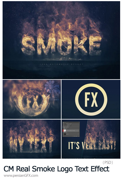 دانلود افکت لایه باز دود های واقعی برای متن - CreativeMarket Real Smoke Logo Text Effect