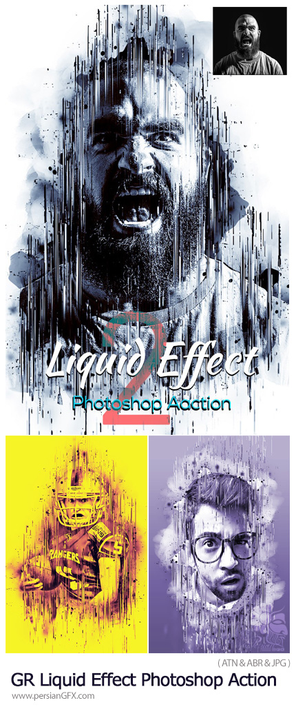 دانلود اکشن فتوشاپ ایجاد افکت مایعات ریخته شده بر روی تصاویر - GraphicRiver Liquid Effect Photoshop Action