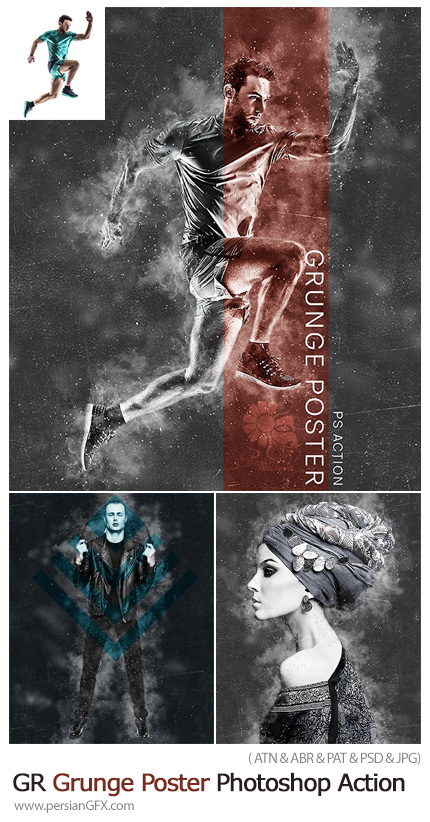 دانلود اکشن فتوشاپ تبدیل تصاویر به پوستر گرانج به همراه آموزش ویدئویی - GraphicRiver Grunge Poster Photoshop Action