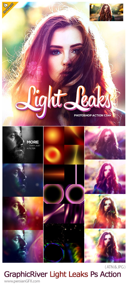دانلود اکشن فتوشاپ ایجاد افکت انتشار نور بر روی تصاویر به همراه آموزش ویدئویی - GraphicRiver Light Leaks CS4+ Photoshop Action