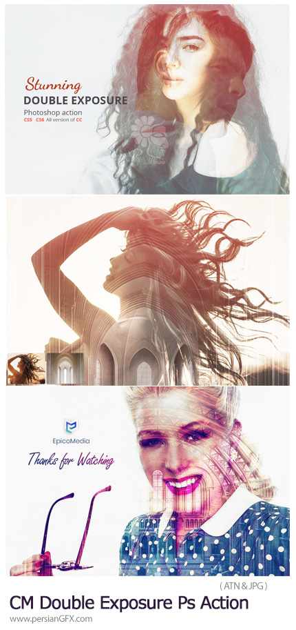 دانلود اکشن فتوشاپ ساخت تصاویر دابل اکسپوژر یا ترکیب تصاویر - CreativeMarket Double Exposure Photoshop Action