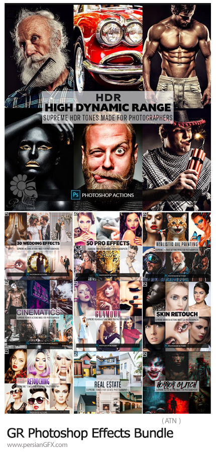 دانلود مجموعه اکشن فتوشاپ با افکت های متنوع - GraphicRiver Photoshop Effects Bundle