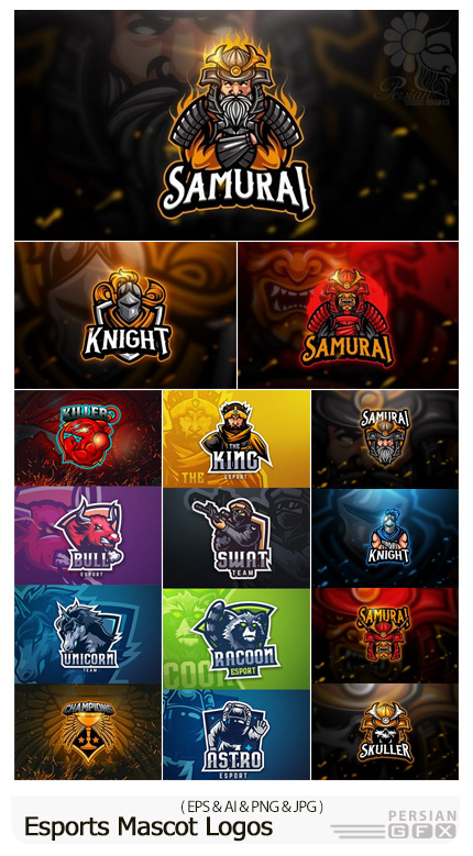دانلود مجموعه آرم و لوگوهای ورزشی Mascot - Esports Mascot Logos