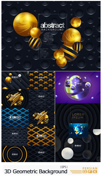 دانلود وکتور بک گراند با طرح های هندسی سه بعدی - Abstract 3D Colorful Geometric Background Vector Set