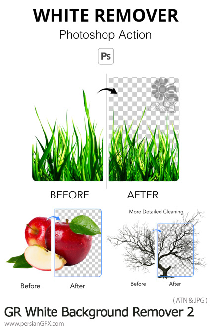 دانلود اکشن فتوشاپ حذف بک گراند سفید تصاویر - GraphicRiver White Background Remover 2