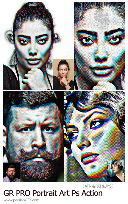 دانلود اکشن فتوشاپ ساخت پرتره هنری حرفه ای - GraphicRiver PRO Portrait Art Photoshop Action