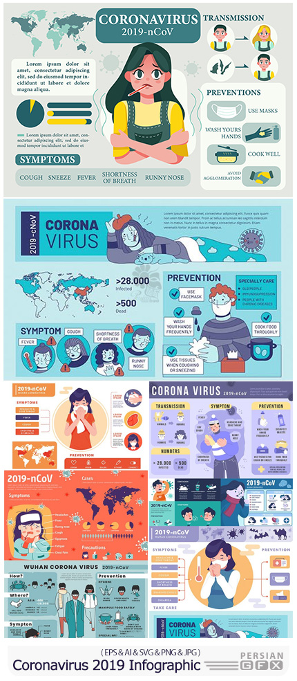 دانلود نمودارهای اینفوگرافیکی ویرووس کرونا - Coronavirus 2019 Information Infographic