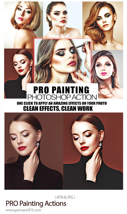 دانلود اکشن فتوشاپ تبدیل تصاویر به نقاشی حرفه ای - PRO Painting Actions