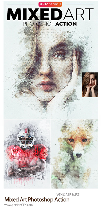 دانلود اکشن فتوشاپ ساخت تصاویر هنری ترکیبی به همراه آموزش ویدئویی - Mixed Art Photoshop Action
