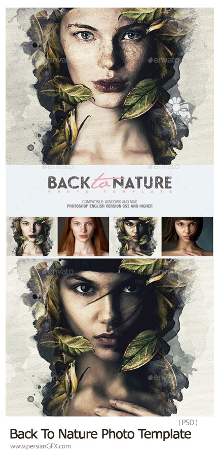 دانلود قالب لایه باز ساخت تصاویر هنری با افکت طبیعت - Back To Nature Photo Template