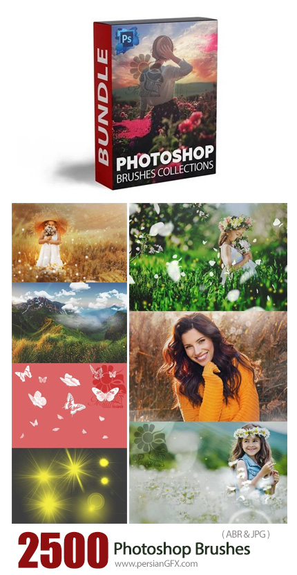 دانلود مجموعه براش فتوشاپ شامل پرنده، پروانه، ابر، دود، آبرنگی و ... - 2500 Photoshop Brushes