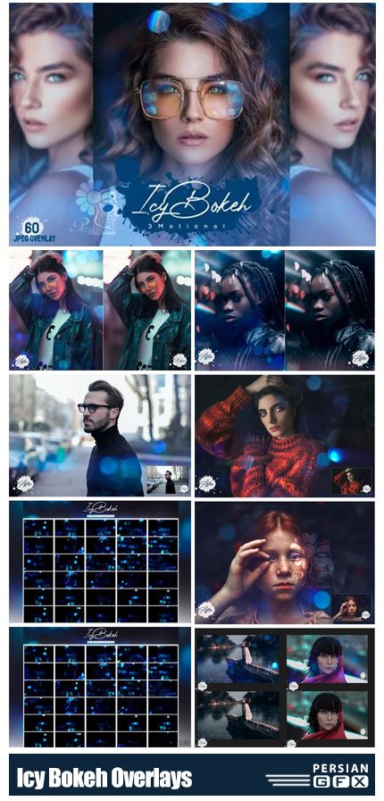دانلود 60 تصویر پوششی بوکه های یخی - 60 Icy Bokeh Overlays