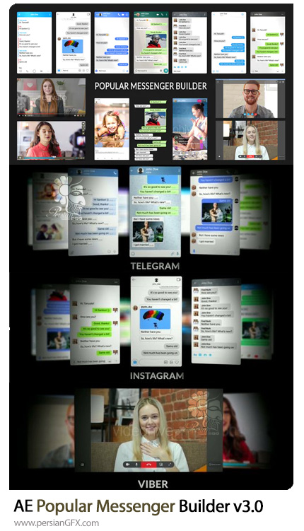 دانلود پروژه افترافکت ساخت قالب پیام های چت و پیامک رسانه های اجتماعی - Popular Messenger Builder v3.0