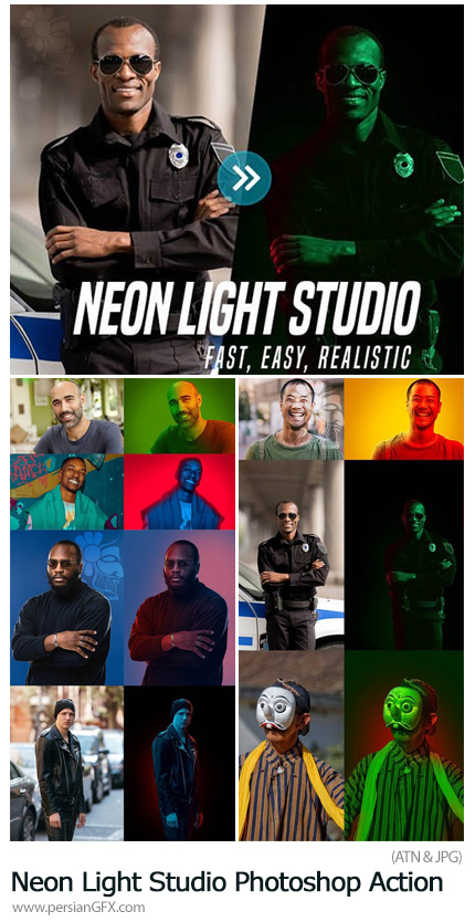 دانلود اکشن فتوشاپ ایجاد افکت نورهای نئونی بر روی تصاویر - Neon Lights Photoshop Actions