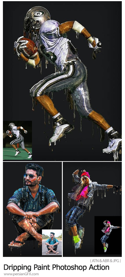 دانلود اکشن فتوشاپ ایجاد افکت چکیدن رنگ نقاشی بر روی تصاویر - Dripping Paint Photoshop Action