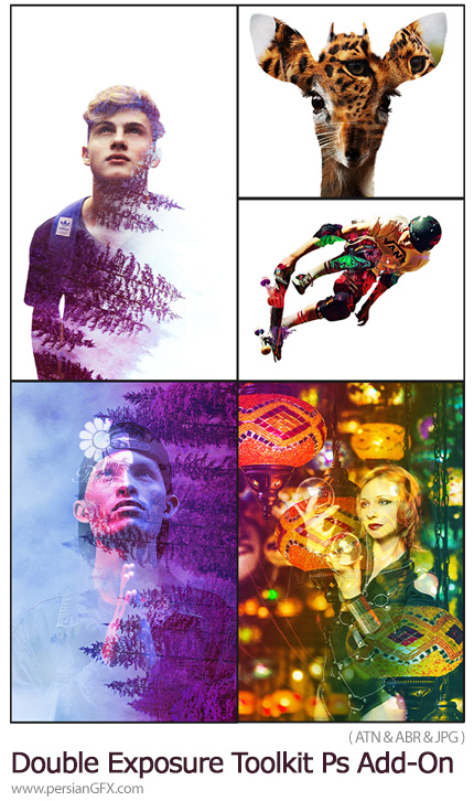 دانلود اکشن فتوشاپ ساخت تصاویر دابل اکسپوژر هنری - Double Exposure Toolkit Photoshop Add-On