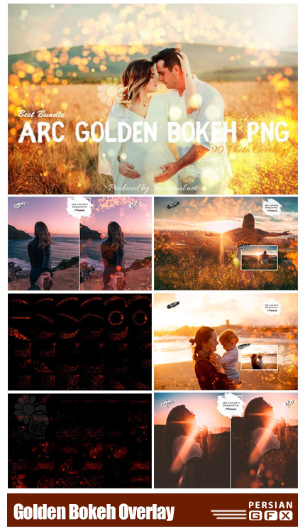 دانلود 90 تصویر پوششی بوکه های طلایی - Golden Bokeh Overlay