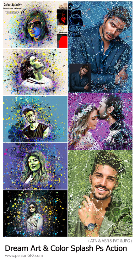 دانلود 2 اکشن فتوشاپ ساخت تصاویر هنری با افکت اسپلش رنگ - Dream Art And Color Splash Photoshop Action