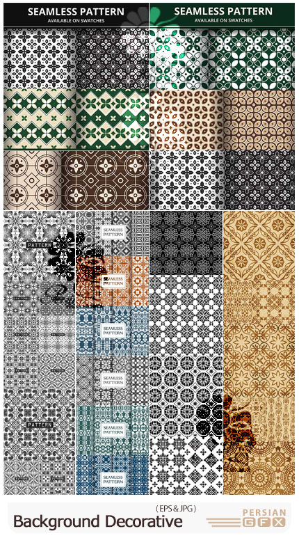 دانلود مجموعه بک گراندهای تزئینی با طرح های گلدار و ماندالا - Background Decorative Elements