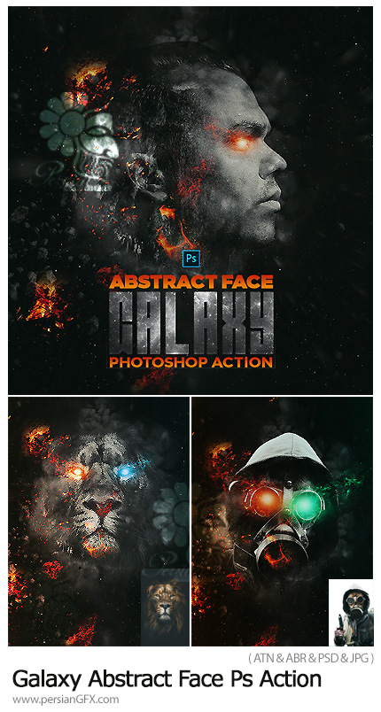 دانلود اکشن فتوشاپ ساخت تصاویر انتزاعی کهکشانی به همراه آموزش ویدئویی - Galaxy Abstract Face Photoshop Action
