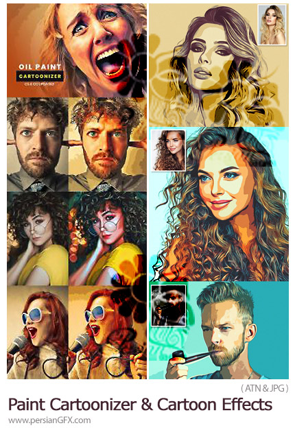 دانلود 2 اکشن فتوشاپ تبدیل تصاویر به نقاشی کارتونی - Paint Cartoonizer And Cartoon Effects