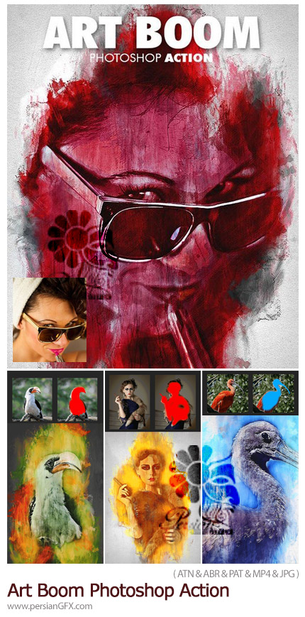دانلود اکشن فتوشاپ ساخت نقاشی هنری روی بوم به همراه آموزش ویدئویی - Art Boom Photoshop Action