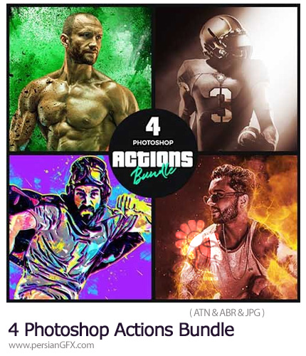 دانلود پک اکشن فتوشاپ با 4 افکت ذرات، نور و سایه، طوفانی، هنر مدرن برای تصاویر - Photoshop Actions Bundle