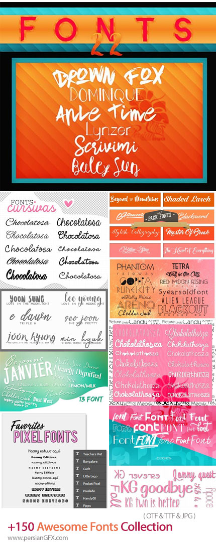 دانلود بیش از 150 فونت انگلیسی با طرح های خاص - Awesome Fonts Collection