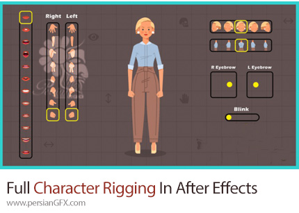 دانلود آموزش ریگ بندی کامل یک کاراکتر در افترافکت - Full Character Rigging In After Effects