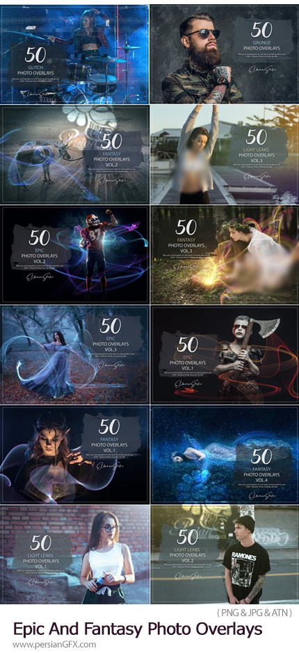 دانلود پک تصاویر پوششی نشتی نور و خطوط نورانی فانتزی به همراه اکشن فتوشاپ - Epic And Fantasy Photo Overlays