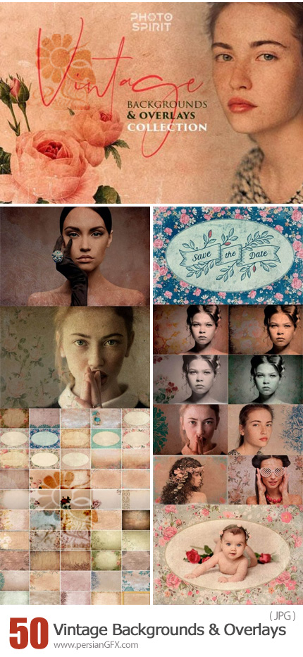 دانلود 50 بک گراند و تصویر پوششی وینتیج - Vintage Backgrounds & Overlays