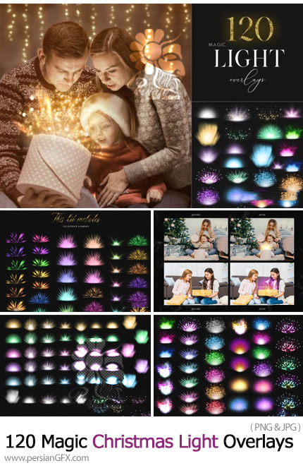 دانلود 120 تصویر پوششی افکت نورهای جادویی - Magic Christmas Light Overlays