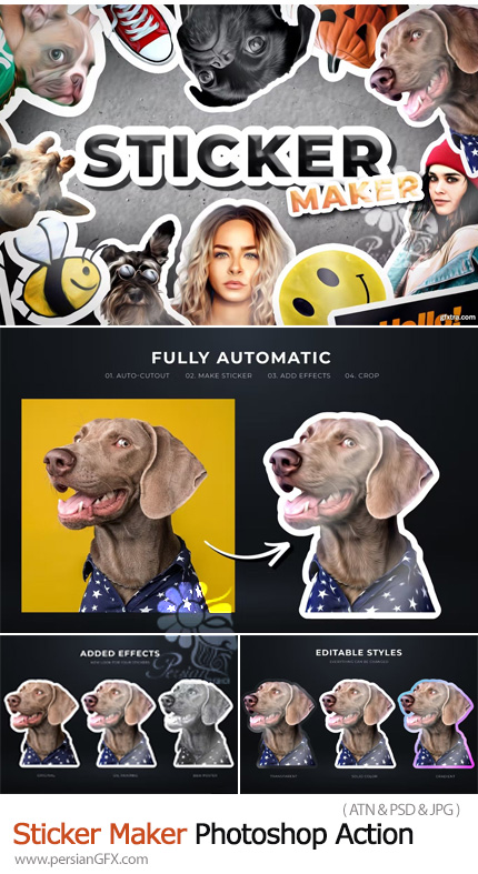دانلود اکشن فتوشاپ ساخت استیکر از تصاویر - Sticker Maker Photoshop Action