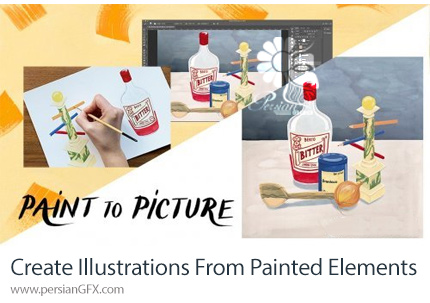 دانلود آموزش تبدیل نقاشی دست کشیده به طرح دیجیتالی در فتوشاپ - Create Finished Illustrations From Hand-Painted Elements In Photoshop