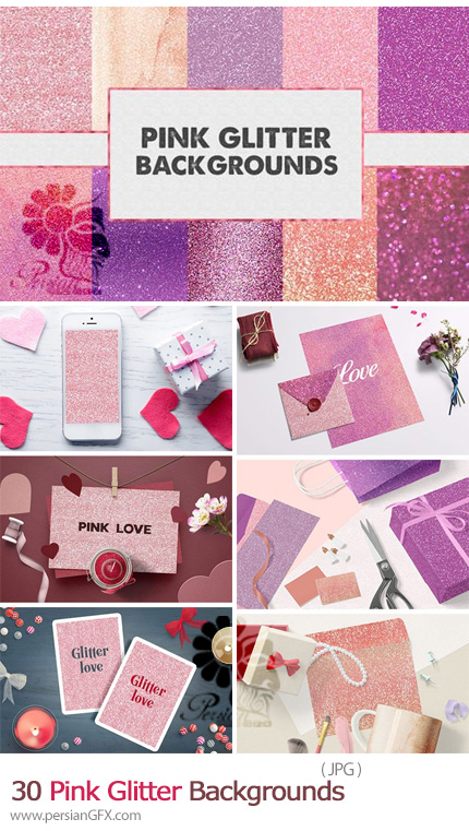 دانلود 30 بک گراند ذرات درخشان صورتی - Pink Glitter Background