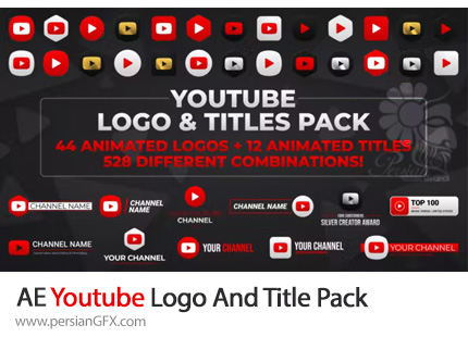 دانلود پک تایتل و لوگوی متحرک یوتیوب در افترافکت به همراه آموزش ویدئویی - Youtube Logo And Title Pack