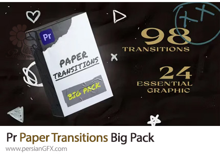 دانلود پروژه پریمیر پک ترانزیشن های کاغذی متنوع به همراه آموزش ویدئویی - Paper Transitions Big Pack