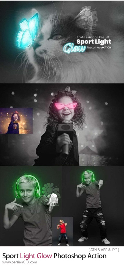 دانلود اکشن فتوشاپ ایجاد افکت درخشندگی بر روی قسمتی از عکس - Sport Light Glow Photoshop Action
