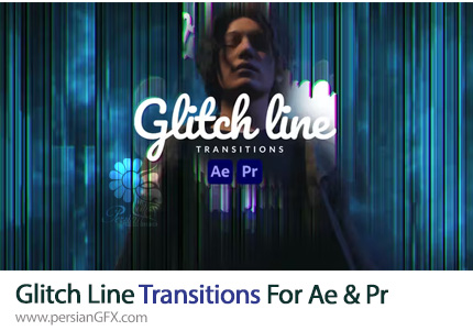 دانلود پک ترانزیشن خطوط گلیچ برای افترافکت و پریمیر + آموزش - Glitch Line Transitions