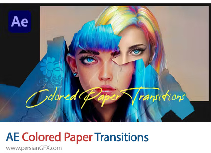 دانلود پروژه افترافکت ترانزیشن کاغذ رنگی + آموزش - Colored Paper Transitions