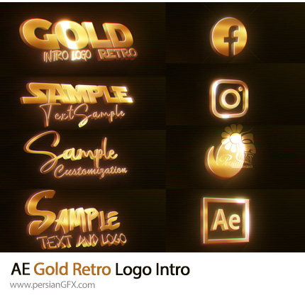 دانلود پروژه افترافکت اینتر لوگو با افکت طلایی رترو + آموزش - Gold Retro Logo Intro