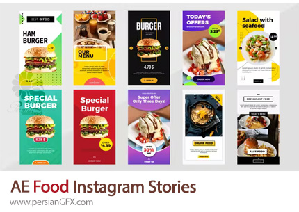 دانلود پروژه افترافکت استوری اینستاگرام غذا + آموزش - Food Instagram Stories