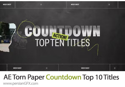 دانلود پروژه افترافکت شمارش معکوس تاپ تن با افکت کاغذ پاره + آموزش - Torn Paper Countdown