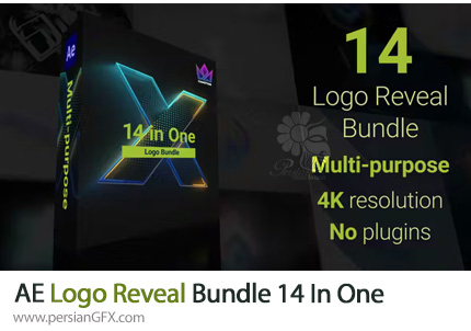 دانلود پک پروژه افترافکت لوگوموشن با 14 افکت متنوع + آموزش - Logo Reveal Bundle 14 in One