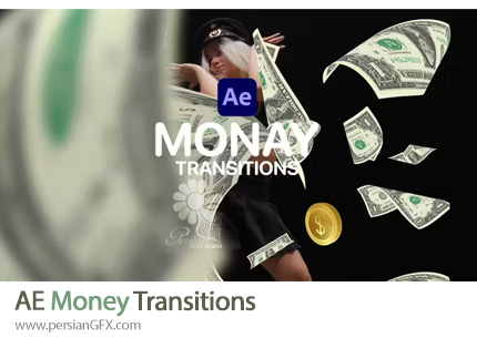 دانلود پروژه افترافکت ترانزیشن پراکندگی پول + آموزش - Money Transitions