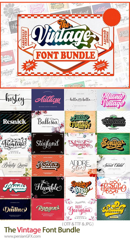 دانلود مجموعه فونت انگلیسی وینتیج - The Vintage Font Bundle
