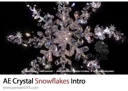 دانلود پروژه افترافکت اینترو لوگو با دانه های برف کریستالی + آموزش - Crystal Snowflakes Intro